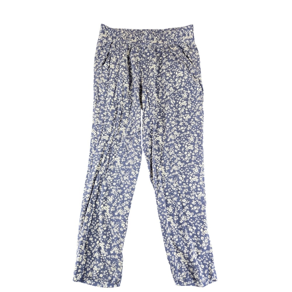 Jessica Simpson Blue Floral Smocked Waist Relaxed Pants XS Ditsy Boho Trousers